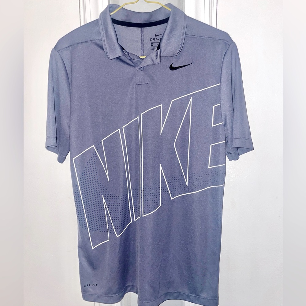 Nike Gray Polo Shirt with Sporty Logo Design